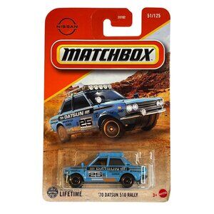 Matchbox 70 Datsun 510 Rally Blue Off Road Diecast Car
